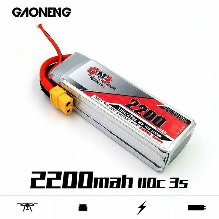 GAONENG GNB 3S 2200mAh LiPo Battery 11.1V XT60 110C for Air Wing or 180mm to 330