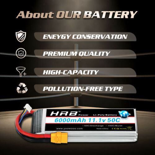 HRB 3S 6000mAh 11.1V 50C XT90 LiPo Battery for RC Drone Helicopter Car Boat