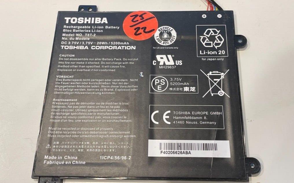 Original Genuine Toshiba Satellite Battery 5200mAh A000381560 T8T-2 3.75V 20Wh