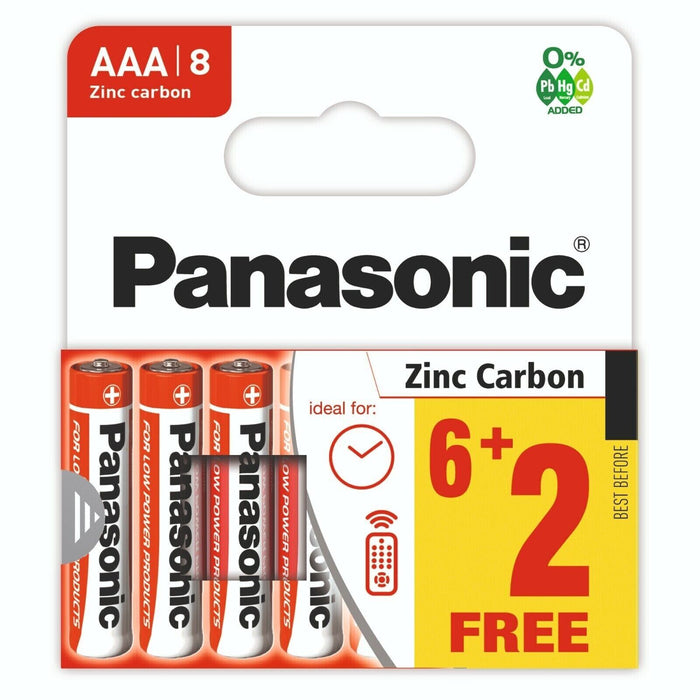 Panasonic AAA Batteries Battery Genuine Zinc Carbon 1.5V Triple A Heavy Duty x8