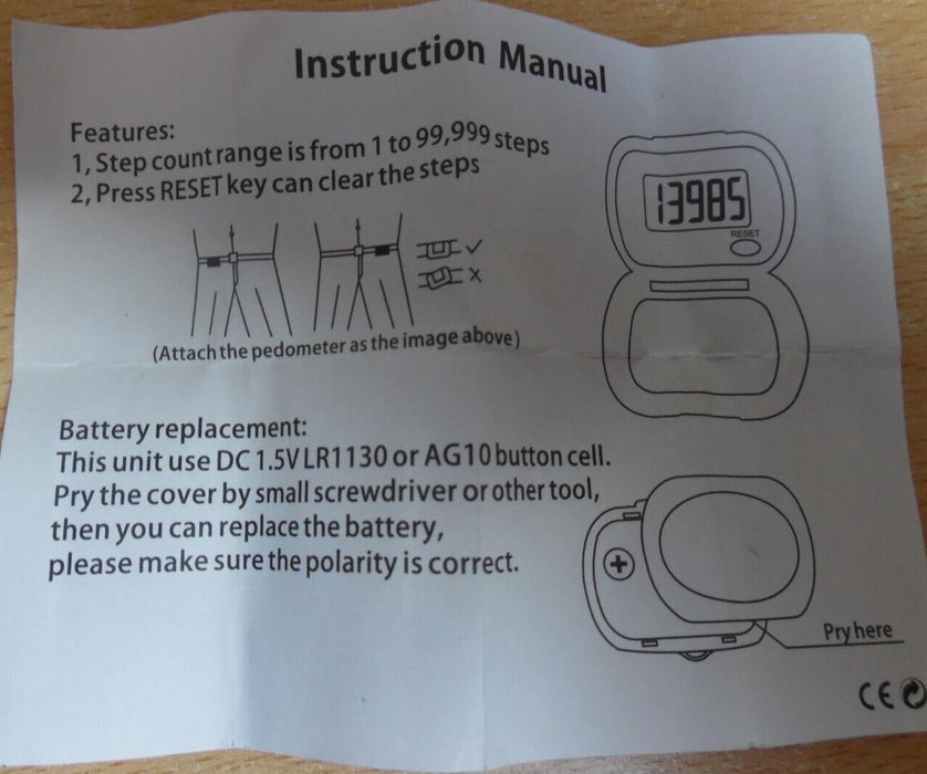 Step Counter Battery Operated (Supplied)
