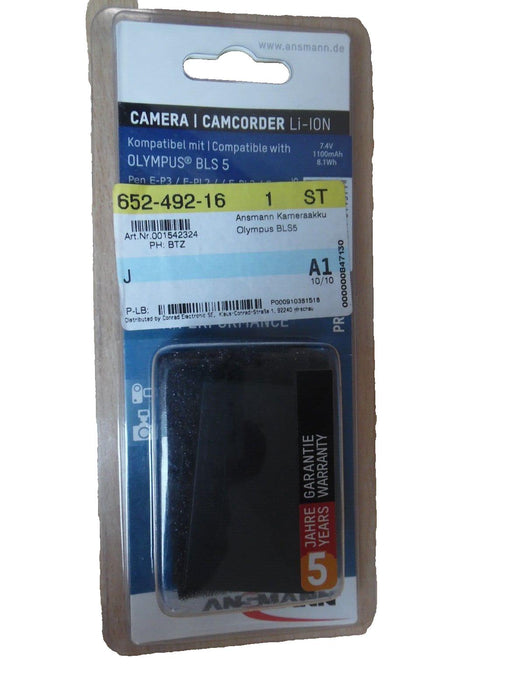 Battery for Olympus BLS-5 BLS-50 |E-PL6/PL7/PL8/PL9 OM-D E-M10/MK II Stylus 1/1s