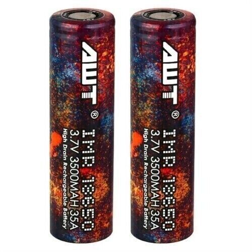 AWT 18650 Flat Top 3.7V 3500MAH 35A BATTERIES Pack of 2