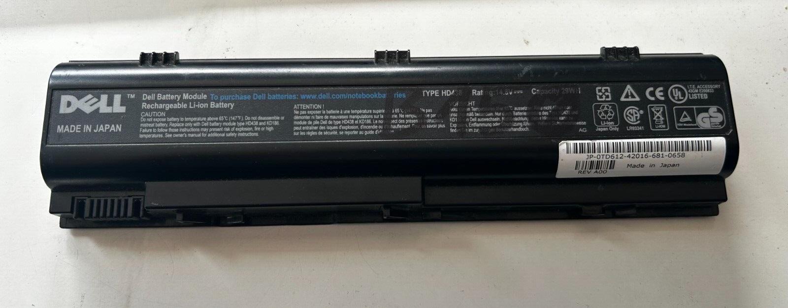 Genuine Dell Battery for Dell HD438 KD186 TD429 TD612
