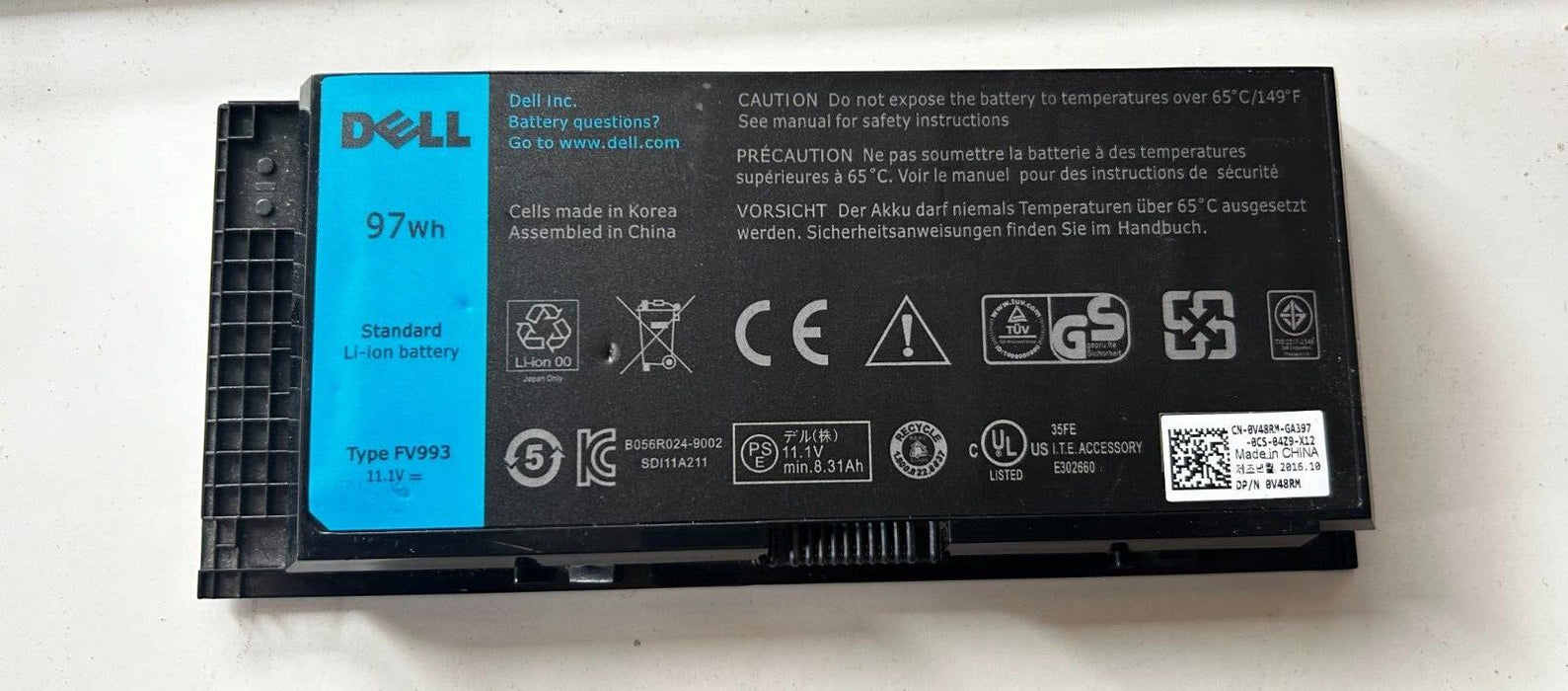 GENUINE DELL M4600 M4700 M4800 M6600 M6700 97WH 9-CELL BATTERY FV993 F334W