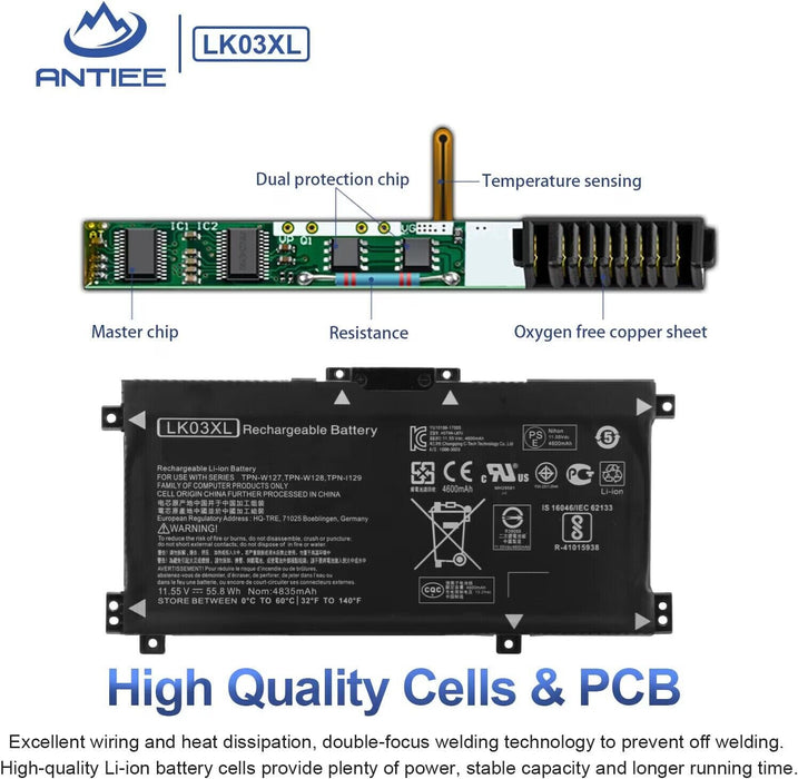 ANTIEE LK03XL Laptop Battery for HP Envy X360 Convertible 17-AE 17M-AE 17T-AE 1