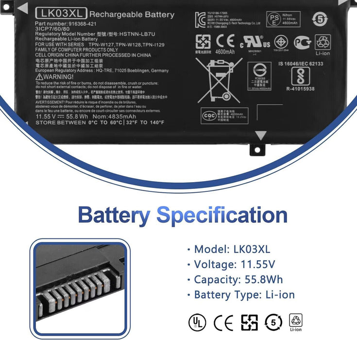 ANTIEE LK03XL Laptop Battery for HP Envy X360 Convertible 17-AE 17M-AE 17T-AE 1
