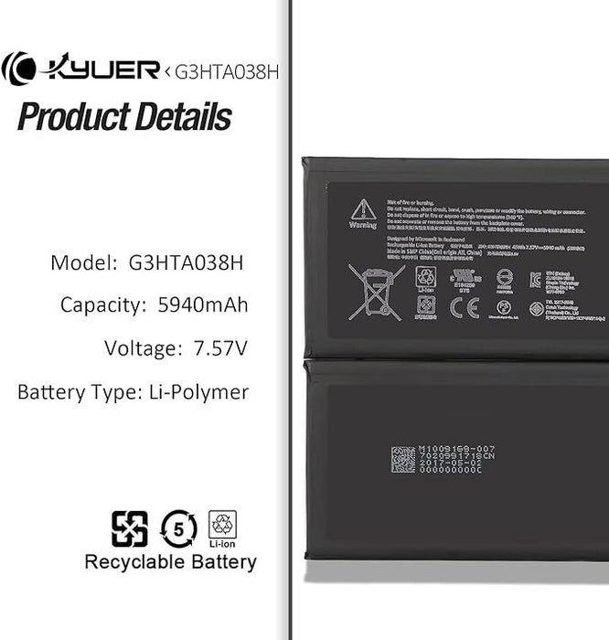 G3HTA038H Battery For Microsoft Surface Pro 5 1796 Series G3HTA038H DYNM02