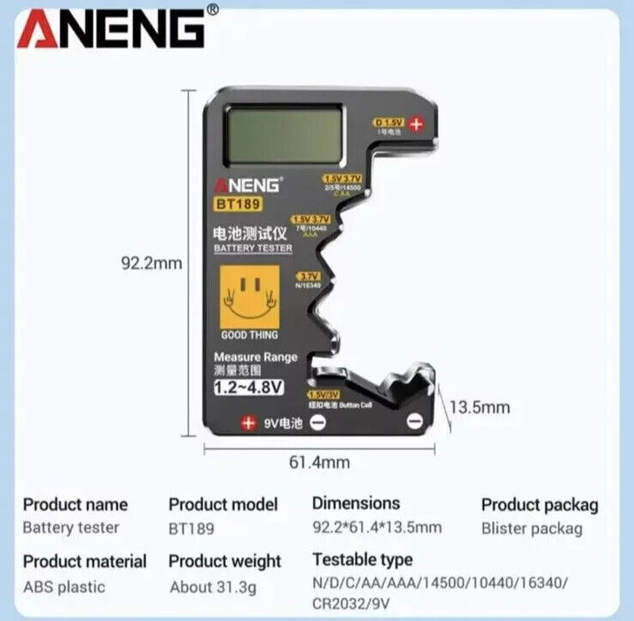 ANENG Digital Battery Tester, Capacity Checker, Volt Checker