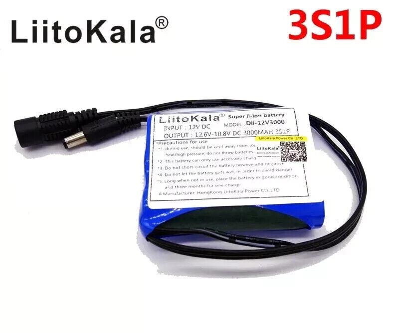 Liitokala 3S1P 12V 3000mAh Rechargeable Li-ion Battery Pack