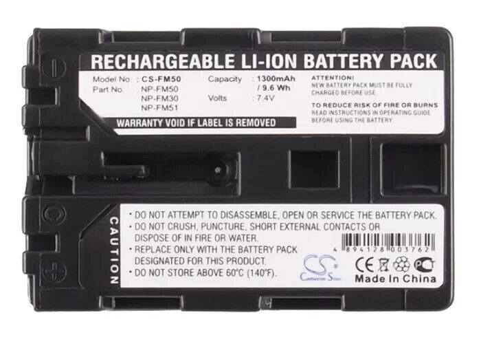 Li-ion Battery for Sony DCR-PC105 DCR-PC105E DCR-PC105K 7.4V 1300mAh
