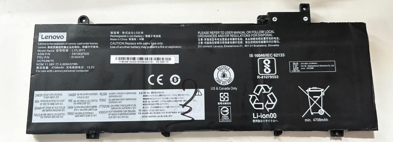 Genuine Battery 01AV479 01AV480 For Lenovo ThinkPad T480s L17L3P71 NEW