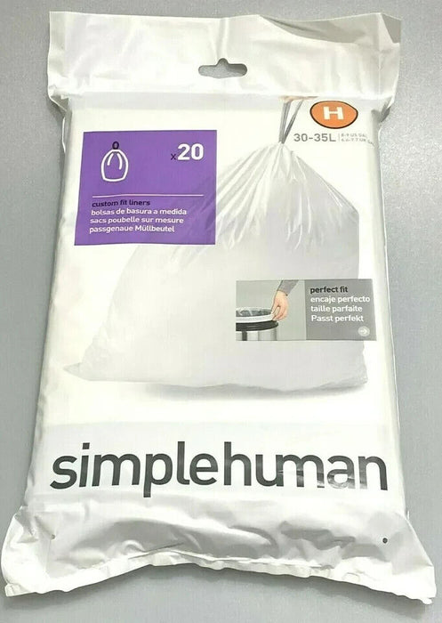 Simplehuman Bin Liners Size Code C H J And Hand Hygiene UK 10-12L 30-35L 30-45L