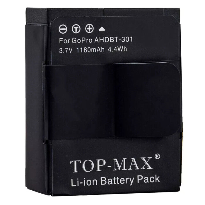 Genuine TOP-MAX AHDBT-301 AHDBT-201 HD Hero 3 Rechargeable Battery 1180mAh