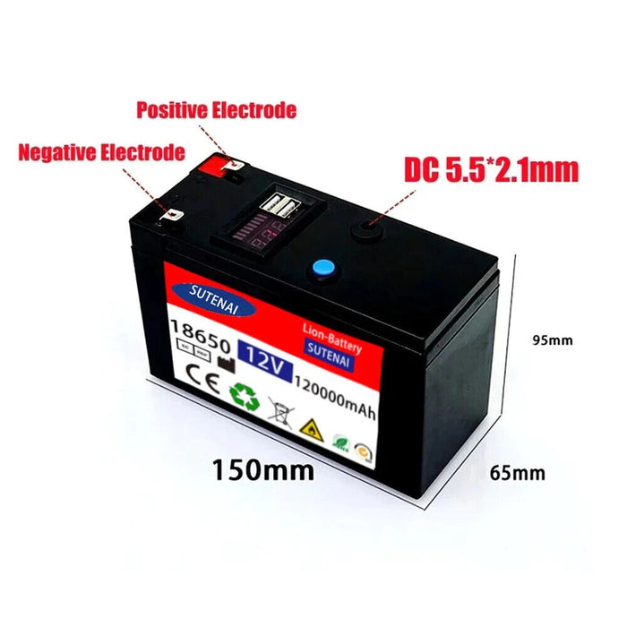 12V Battery 120Ah lithium battery pack Rechargeable battery for solar ener