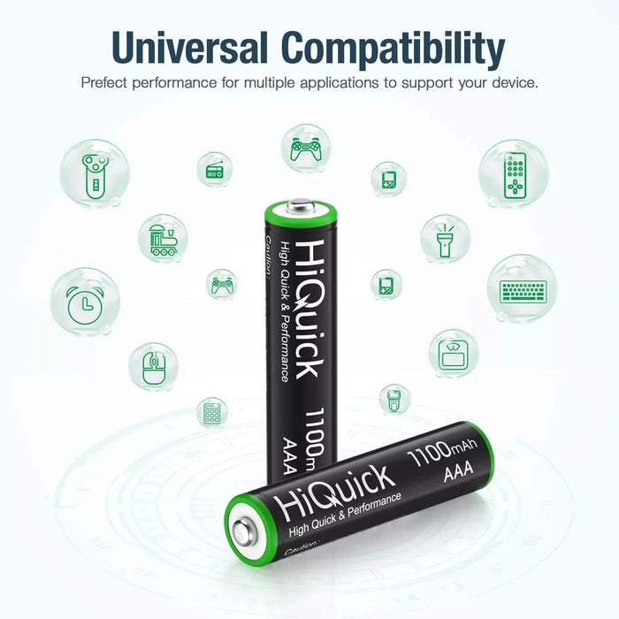 HiQuick 16 x AAA Batteries, Rechargeable 1100mAh Ni-MH Battery High Capacity of