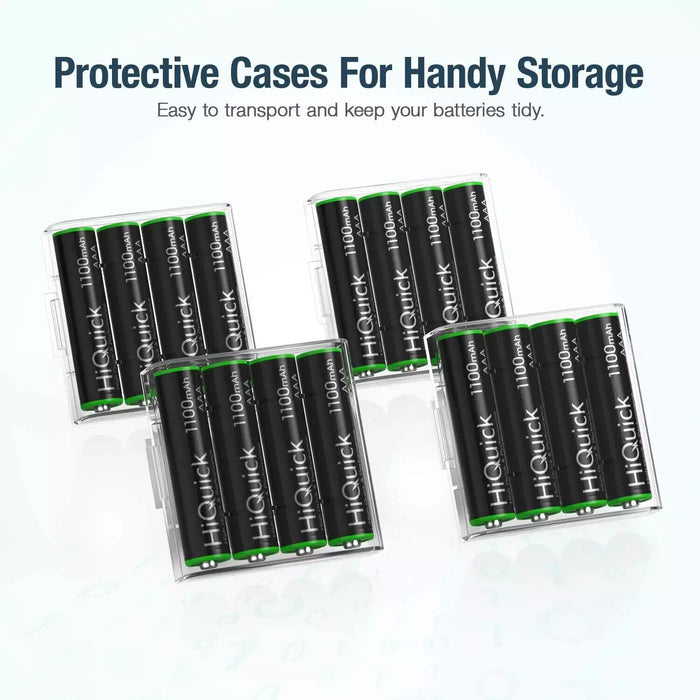 HiQuick 16 x AAA Batteries, Rechargeable 1100mAh Ni-MH Battery High Capacity of
