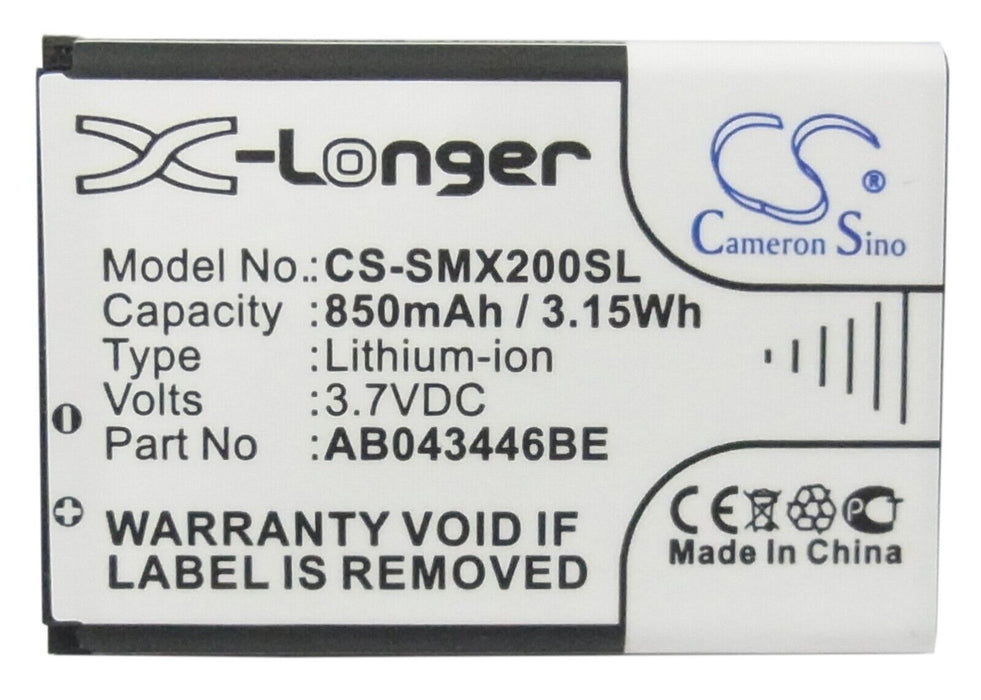 CS-SMX200SL Battery 850mAh compatible with [Samsung] GT-C5212, GT-E1080, GT-E110