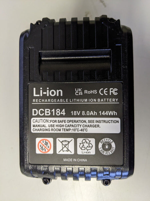 Battery for DeWalt DCB184 Li-ion 18V 8.0Ah 144Wh quality powerpack