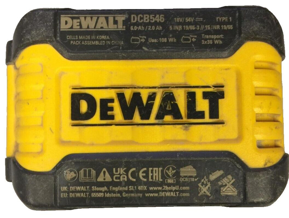 GENUINE DEWALT 18V 54V XR FLEXVOLT DCB546 6 AH BATTERY USED & TESTED