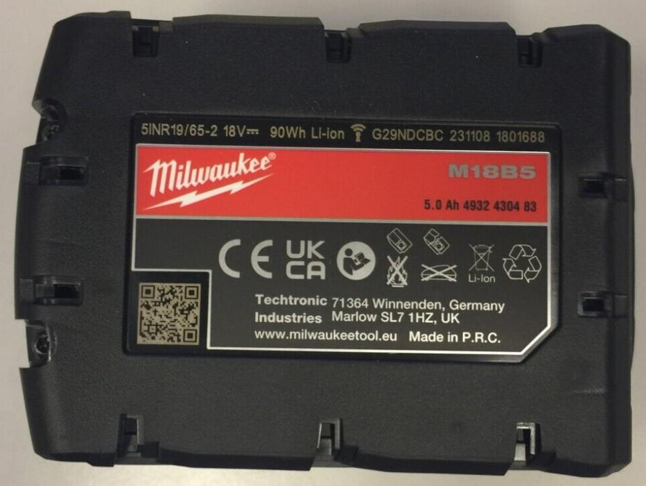 Milwaukee M18B5 18V Red Lithium-ion 5.0Ah Battery 4932430483