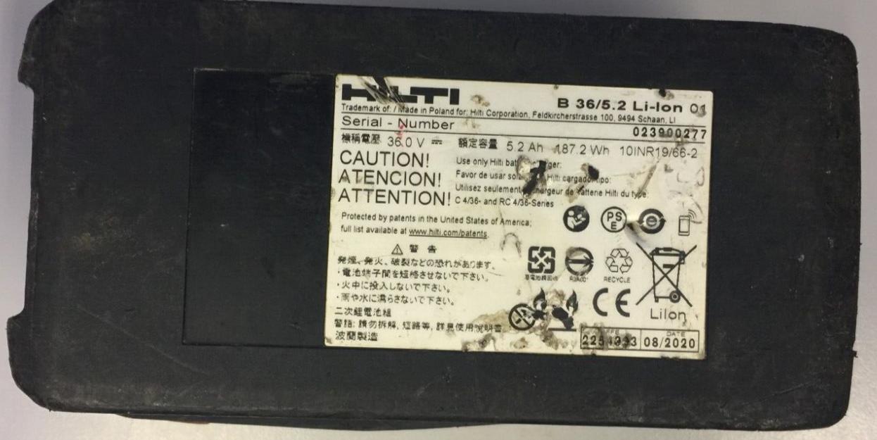 HILTI CPOC B36 5.2 36v BATTERY FULLY WORKING