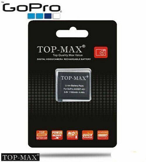 GoPro Hero 4 / 4+ / AHDBT-401 Rechargeable Camera Battery Replacement TOP MAX