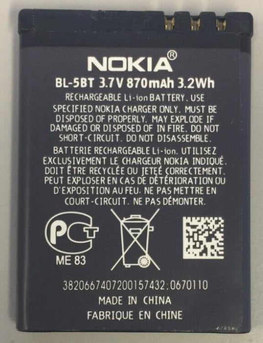 Genuine Nokia 7510S N75 N76 2600 CLASSIC 2605 2760 6120 BL-5BT Battery New**