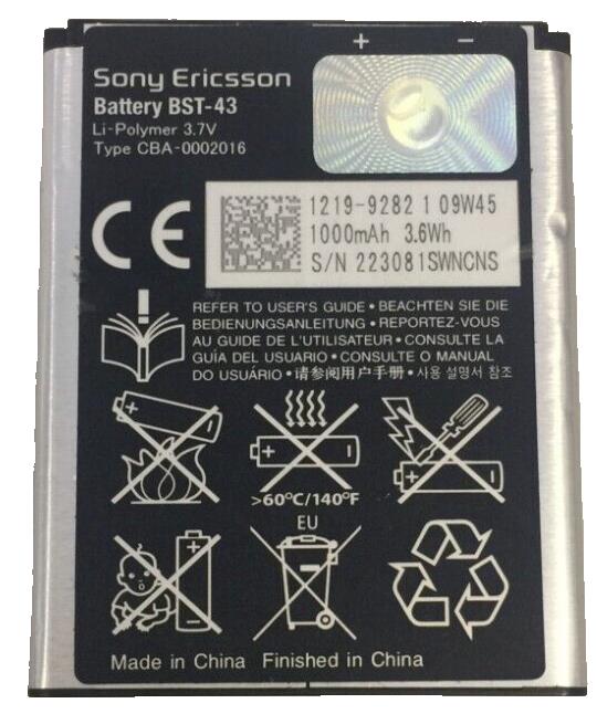 For Sony Ericsson battery BST-43 1000mAh 3.7v