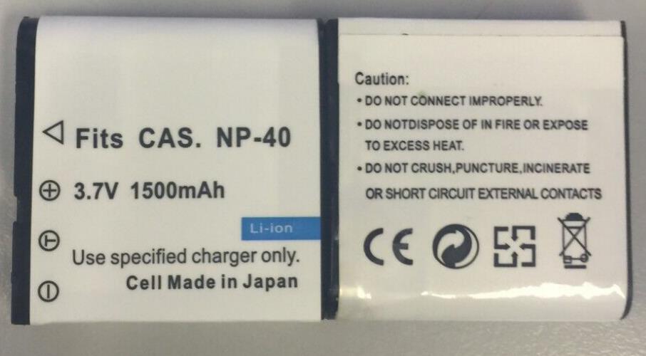 Replacement Battery for Casio NP-40, NP-40DCA, NP-40DBA, Exilim Zoom 1500mAh