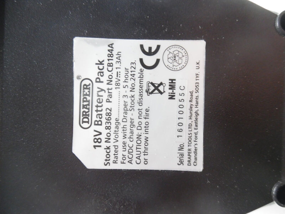 DRAPER CB184A Battery Replacement 18V 1.3Ah