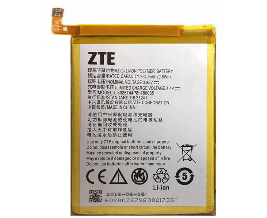 ZTE Battery  For ZTE Blade V8 V0800 Li3925T44P8h786035 4.40v 2540mAh 9.8Wh NEW