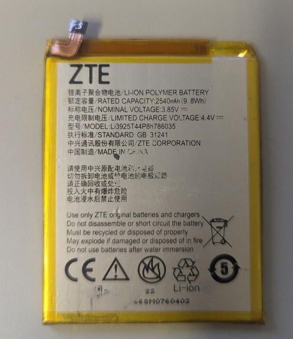 ZTE Battery For ZTE Blade V8 V0800 Li3925T44P8h786035 4.40v 2540mAh 9.8Wh USED
