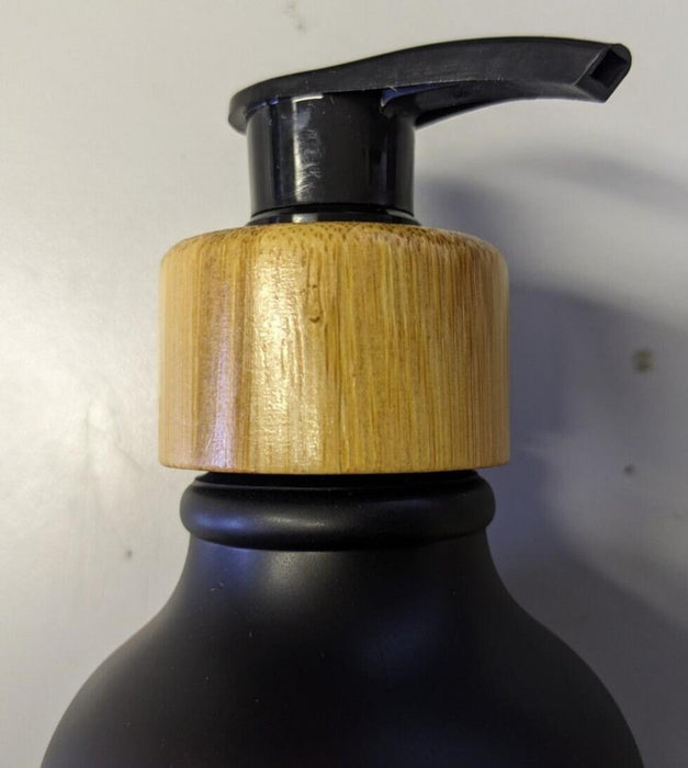 Hand Soap Dispenser, Black Soap Dispenser with Bamboo Pump, 6.5in