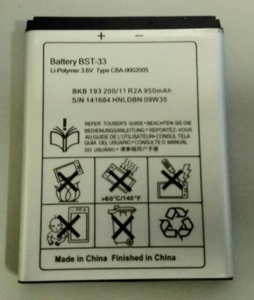 Replacement BST-33 BATTERY FOR SONY G502 K800 K810 W595