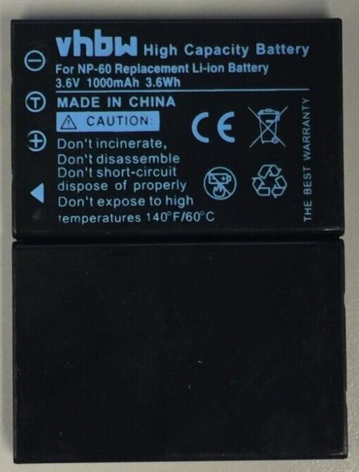 vhbw Replacement Battery for Casio NP-60 1000mAh