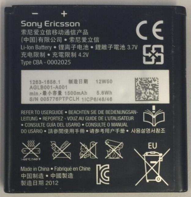 Geniune Sony BA700 Battery 1500mAh Black