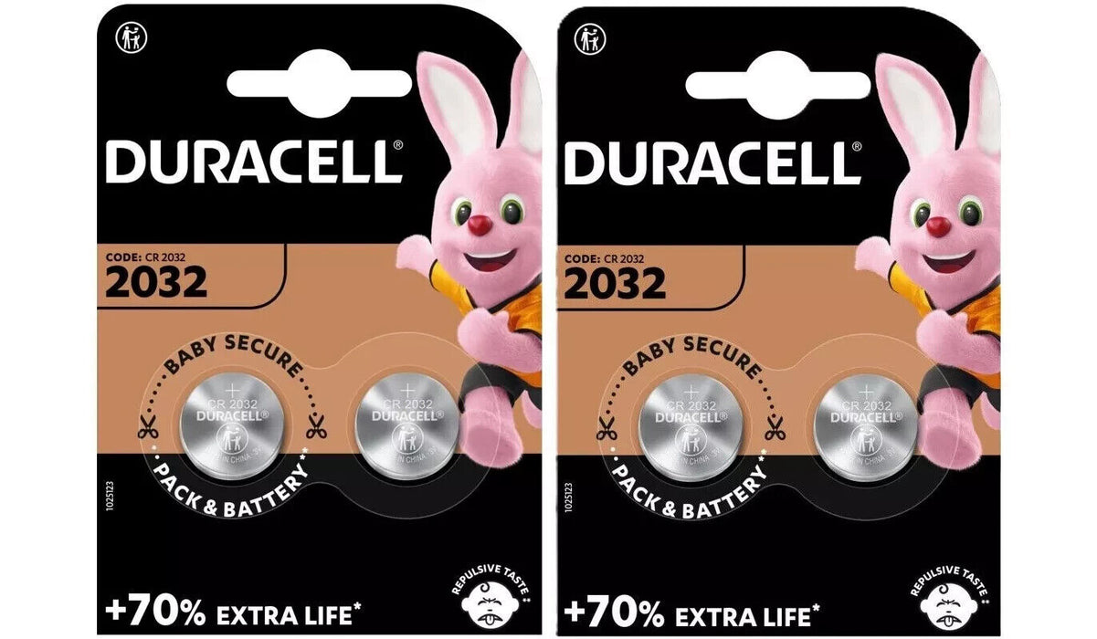 4 PCS DURACELL DL/CR 2032 3V Lithium Coin Cell Battery Batteries