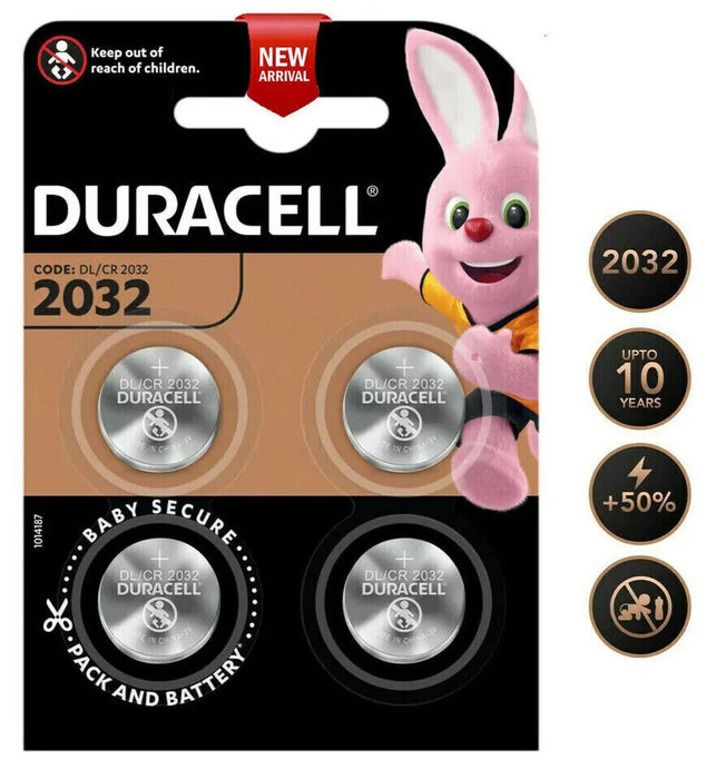4 PCS DURACELL DL/CR 2032 3V Lithium Coin Cell Battery Batteries