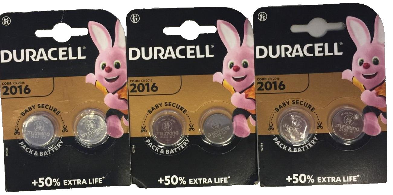 6 x Duracell CR2016 3V Lithium Coin Cell Battery 2016 DL2016 BR2016