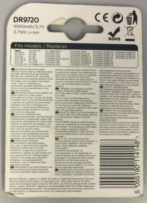 Duracell Replacement Canon Camera Battery NB-6L NB6L 3.7V DR9720