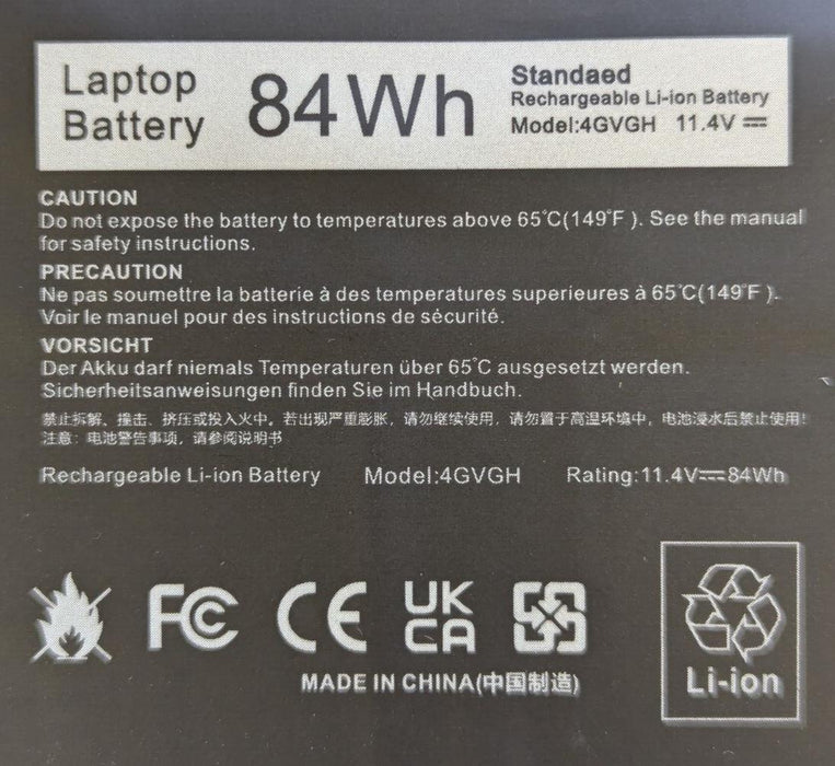 4GVGH battery for Dell XPS 15 9550 Precision 5510 Series Notebook P56F 1P6KD