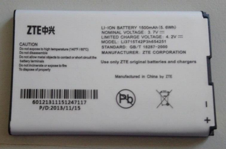 New ZTE Li3715T42P3h654251 Battery for ZTE MF65 MF60 MF61 MF62 AC30 AC33 1500mAh