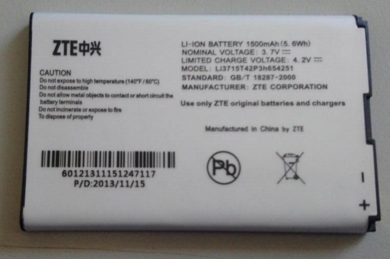 New ZTE Li3715T42P3h654251 Battery for ZTE MF65 MF60 MF61 MF62 AC30 AC33 1500mAh