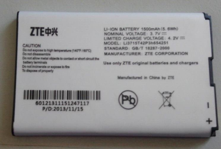 New ZTE Li3715T42P3h654251 Battery for ZTE MF65 MF60 MF61 MF62 AC30 AC33 1500mAh