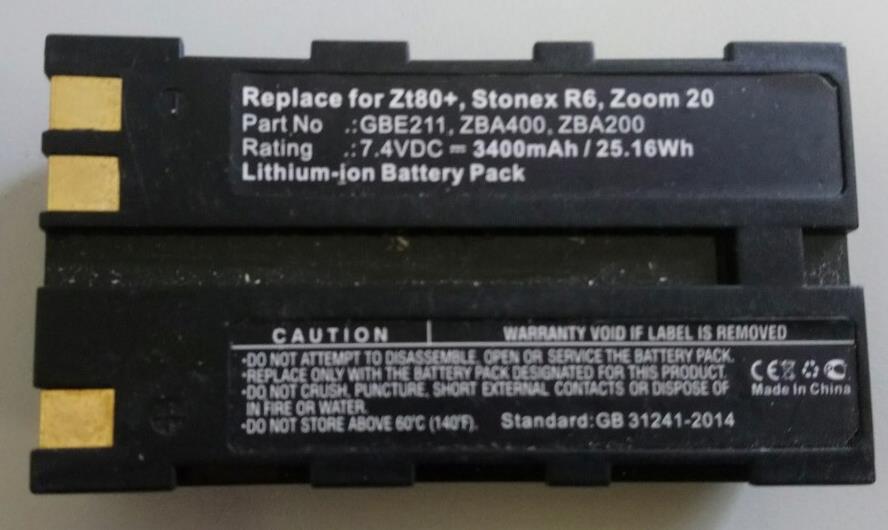 Used 7.4V Battery for GEOMAX ZT80+ ZBA200, ZBA400 (3400mAh)