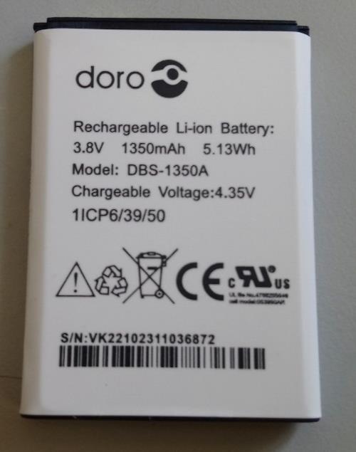 DBS-1350A Battery For Doro Smart 7050 Flip, 7060, 7070, 7441, DFC-0180, 1200