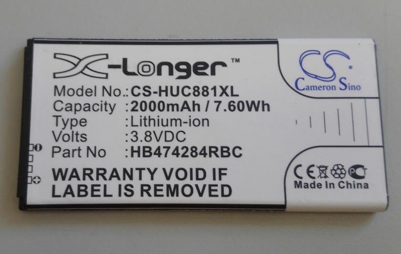 Battery for Huawei Ascend G521, Ascend G521-L076, G615-U10, G620, Y5 - 2000mAh