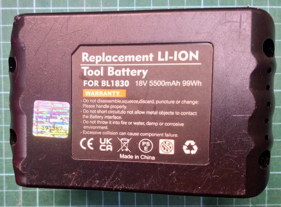 Replacement battery For Makita BL1830 18V 5.5Ah Used