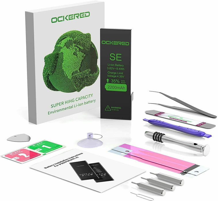 Ockered Battery for Phone SE New 0 cycle replacement battery, 35% higher